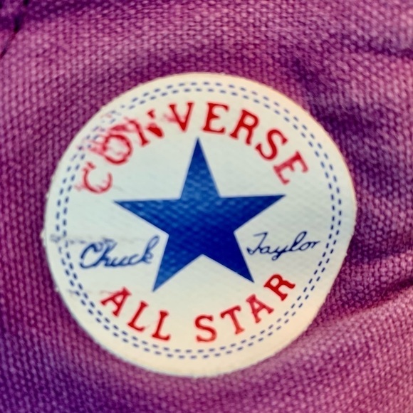 Converse All Star Sneakers 3Y fits Womens 5-6 Chuck Taylor Purple white Athletic - Picture 11 of 14